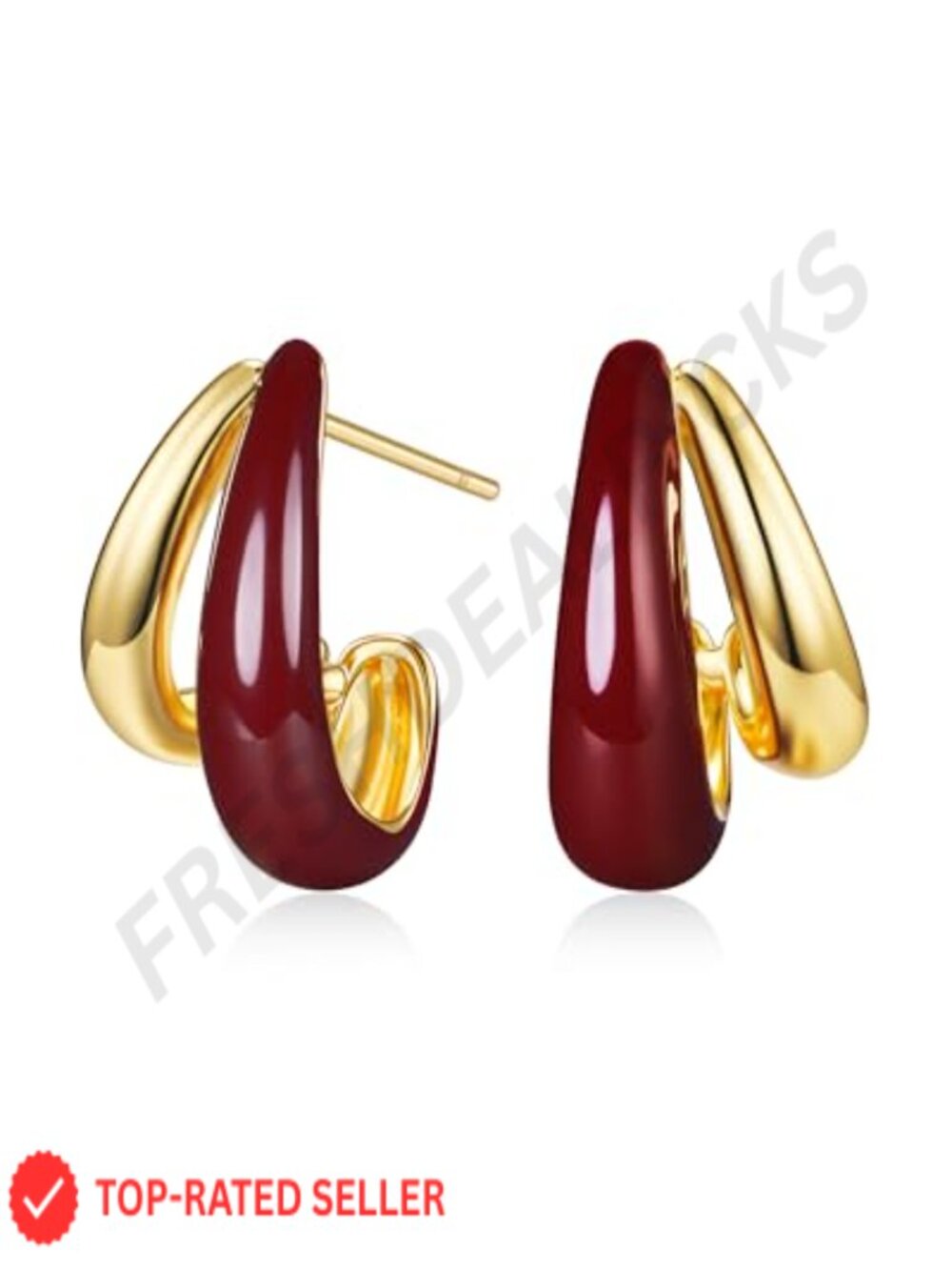 18K Gold Plated Sculptural Chunky Hoop Earrings for Women